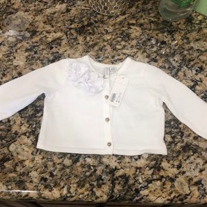 Brand new Jane and Jack button down white sweater with flowers